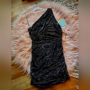 Black and Silver One Shoulder Dress